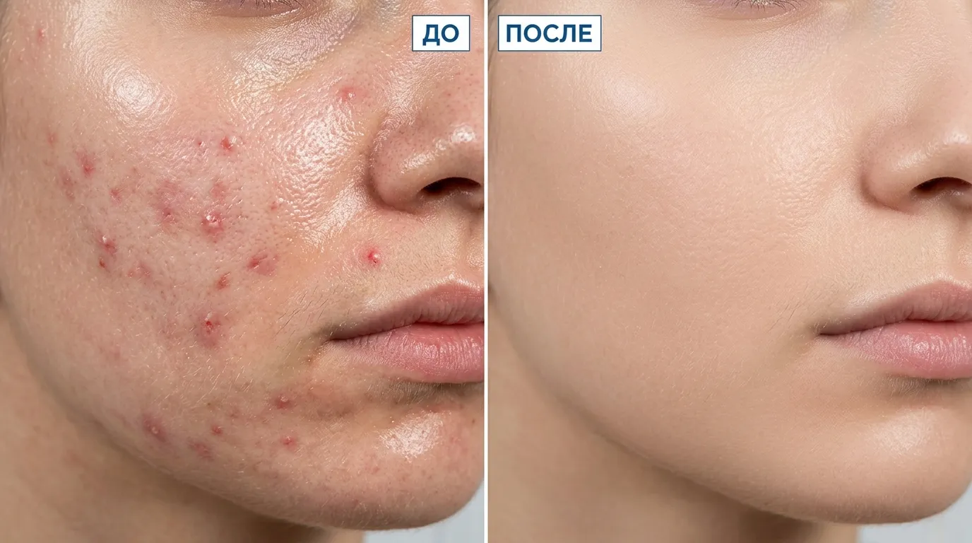 Иллюстрация: кожа до и после ухода